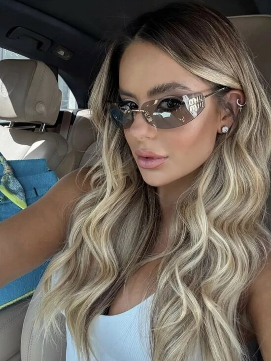 Miu Miu Women’s Sunglasses – Gold Grey Rectangle Rimless (MUA51S 5AK50K) main image 11